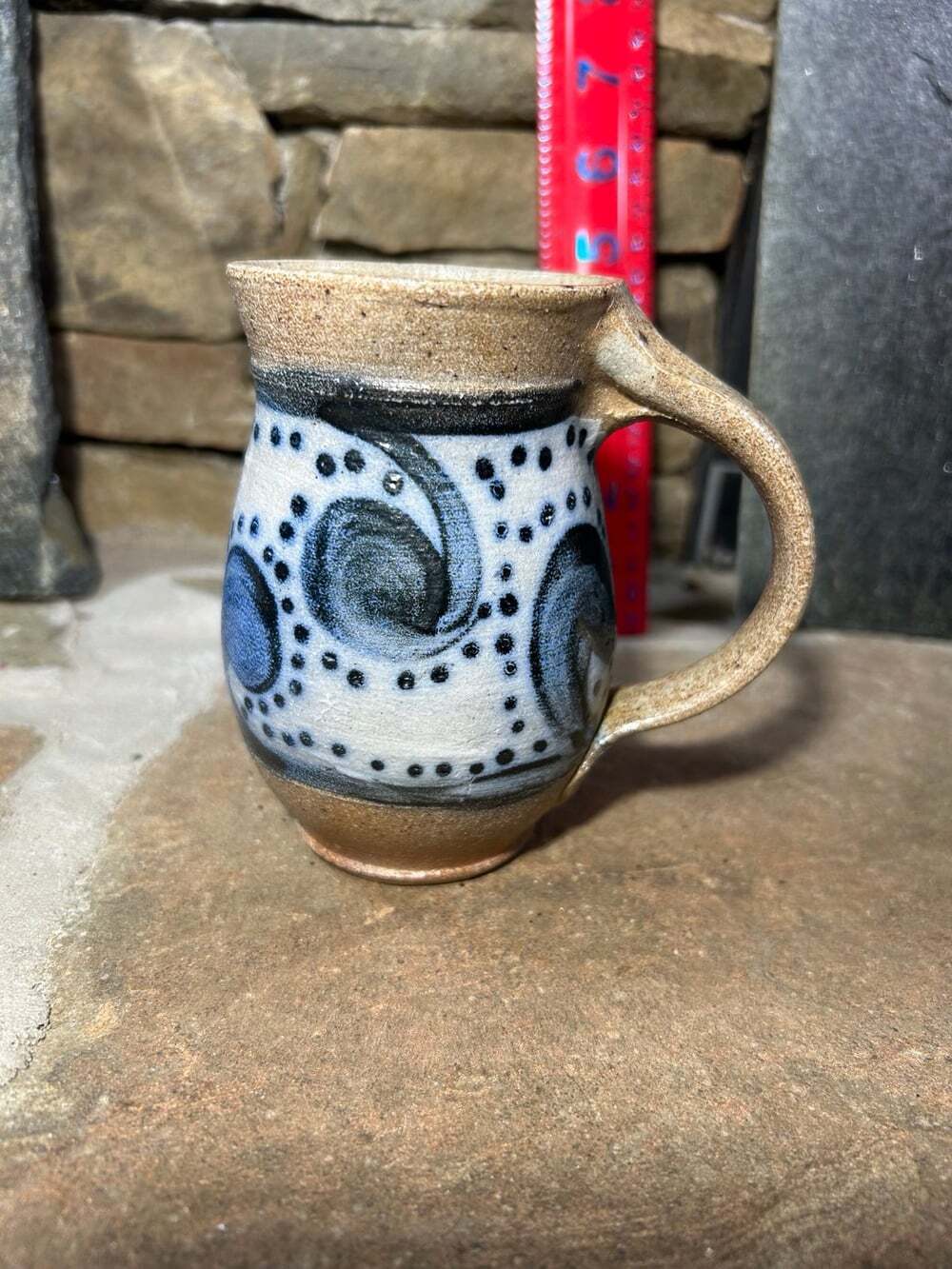 Blue Swirl Handmade Artist Singed  studio Pottery Coffee Tea Cup